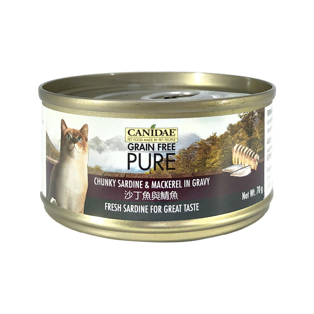 Grain-Free Cat Food Wet Canned - Chunky Sardine & Mackerel in Gravy for Adult Cats | High Protein, Natural Ingredients | Perfect for Picky Eaters & Weight Management
