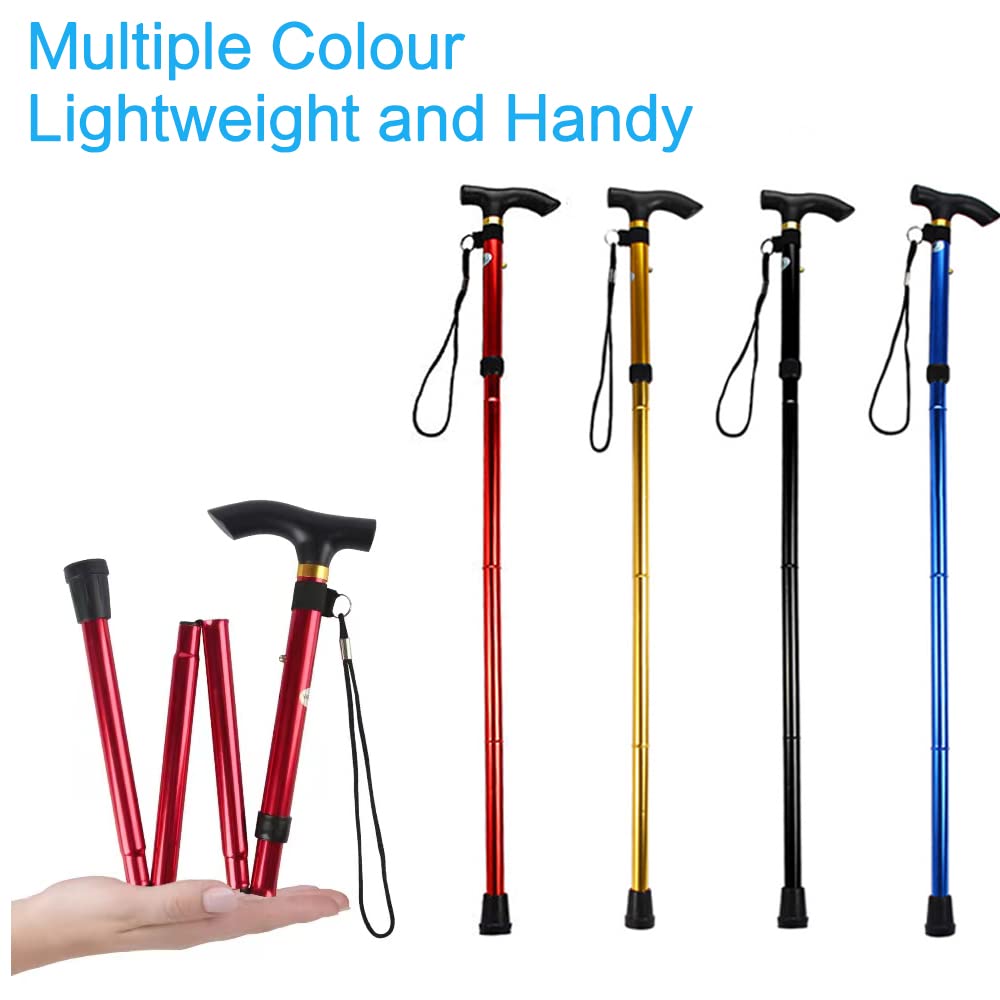 Foldable Adjustable Walking Cane - Lightweight Collapsible Hiking Stick with Anti-Slip Tip for Men & Women Seniors - Perfect for Travel, Outdoor Hiking and Daily Mobility Support