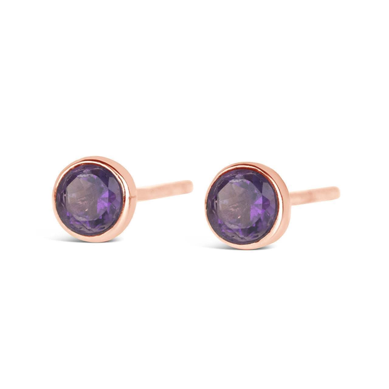 Amethyst Rose Gold Stud Earrings for Women | February Birthstone Jewelry | Dainty & Elegant for Everyday Wear & Gifting