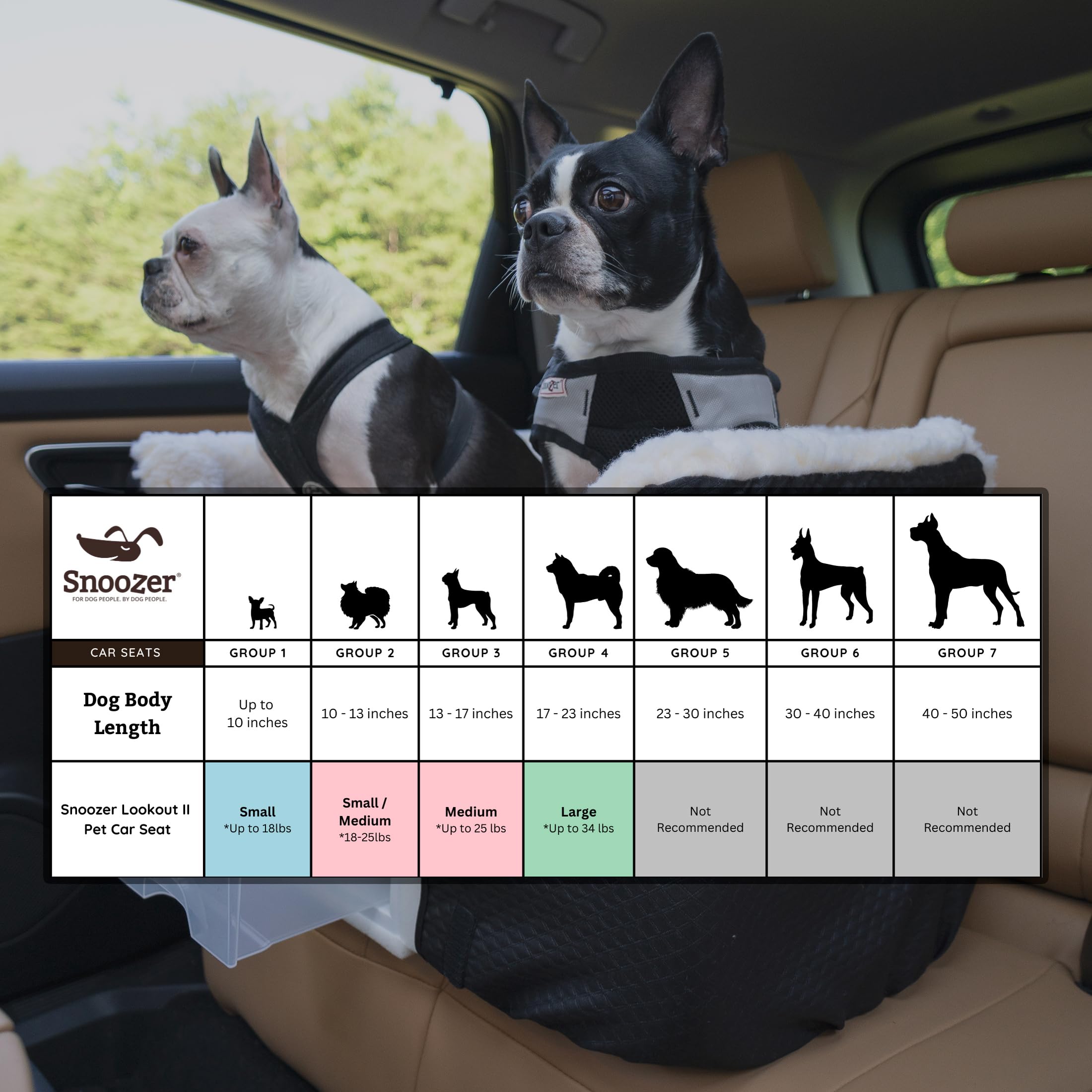 Snoozer Lookout II Dog Booster Seat for Medium/Large Dogs - Merlin Linen Washable Pet Car Seat with Anti-Car Sickness Support | Perfect for Road Trips & Safe Travels with Your Pet