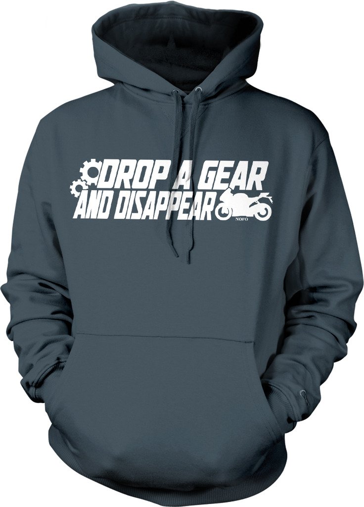 Drop a Gear and Disappear Hooded Sweatshirt - Stylish Men's Zip Up Hoodie for Motorcycle Riding & Outdoor Adventures