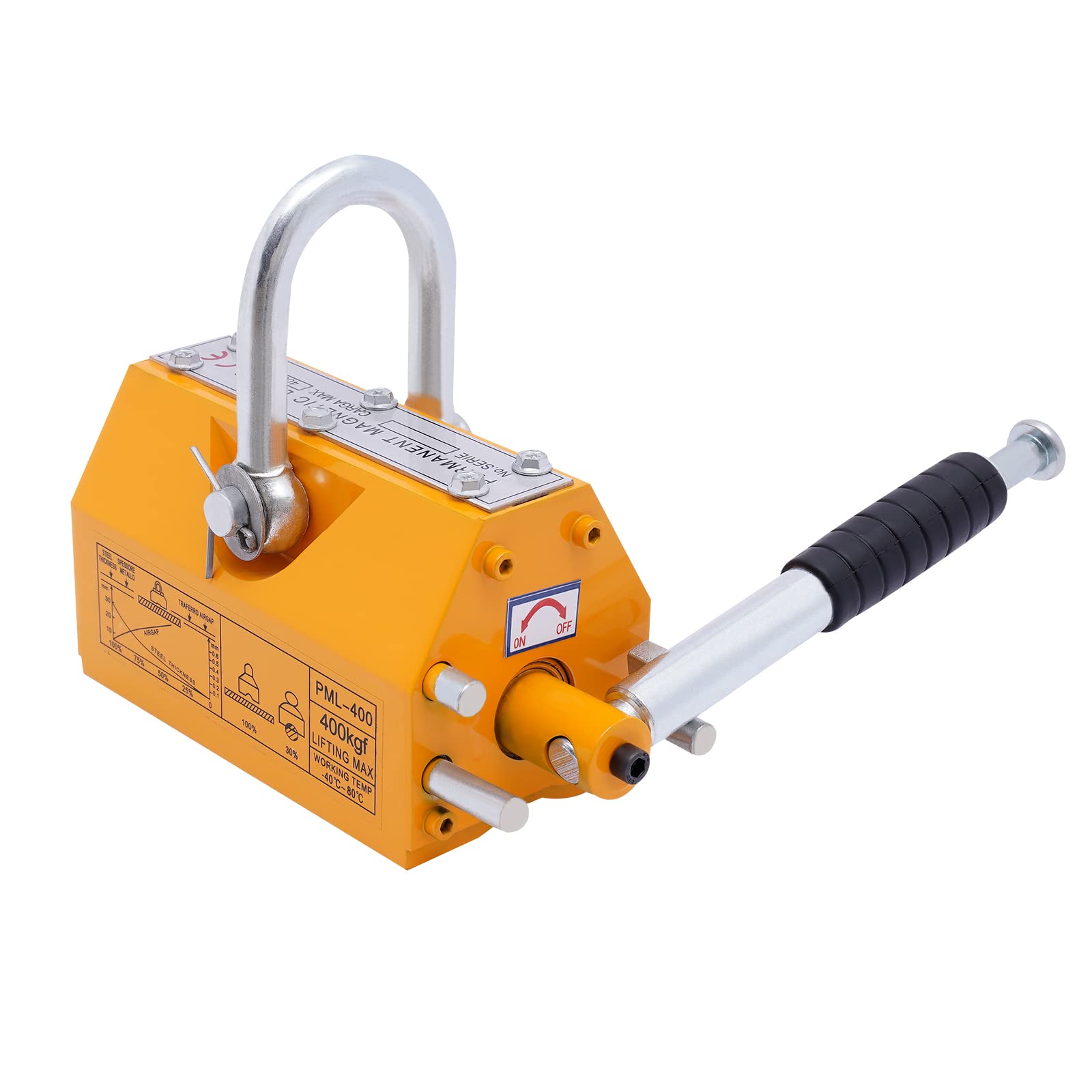 400kg/880lb Heavy Duty Magnetic Lifter - Permanent Steel Lifting Magnet with Handle for Shop Cranes, Metal Scrap Handling & Industrial Material Movement (880lbs Capacity) - Ideal for Warehouses, Construction Sites & Automotive Workshops