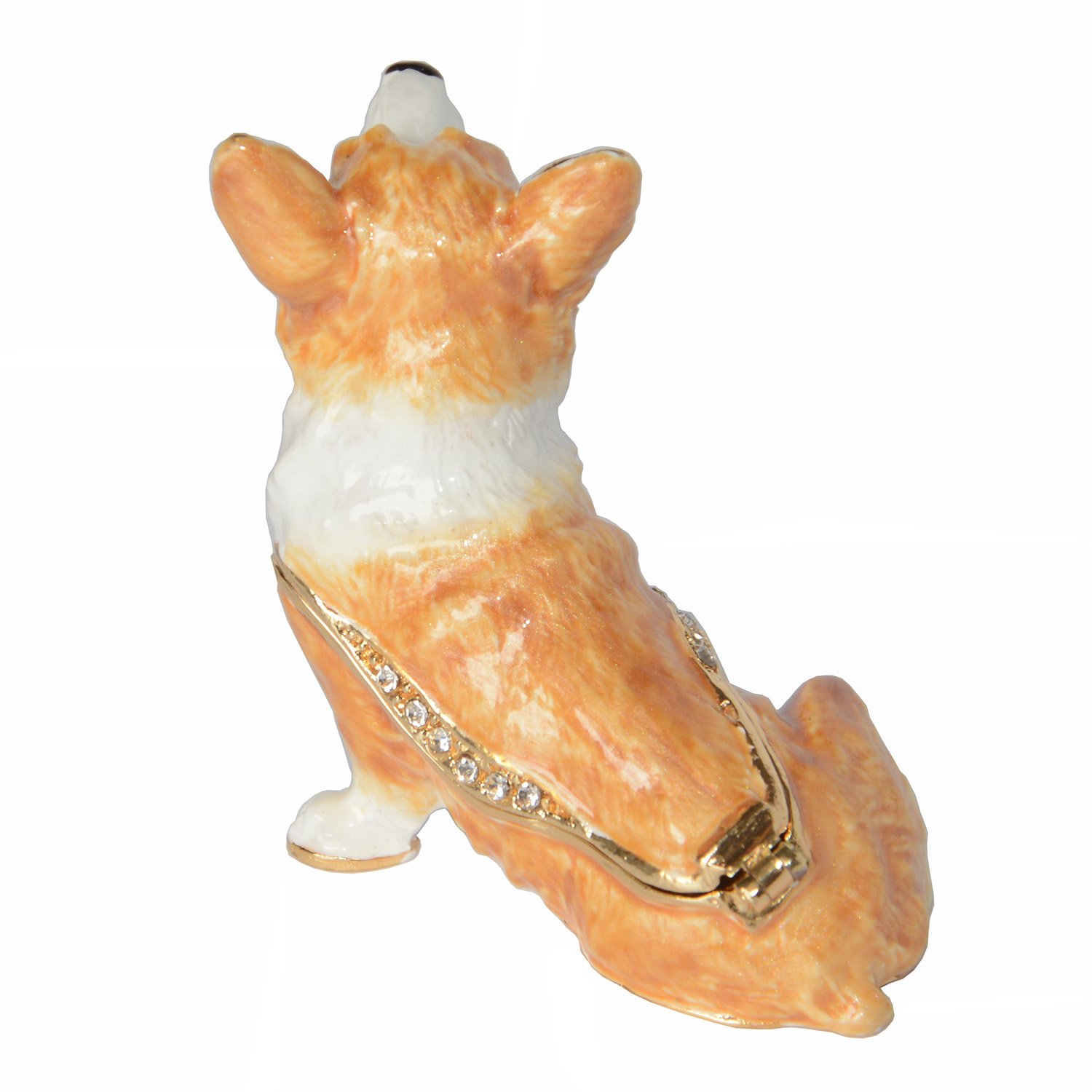 Hand-Painted Welsh Corgi Trinket Box with Hinged Lid - Jewelry Storage Organizer, Ring & Earring Holder, Decorative Dog Figurine Collectible - Perfect for Home Décor, Gift Giving & Keepsake Organization