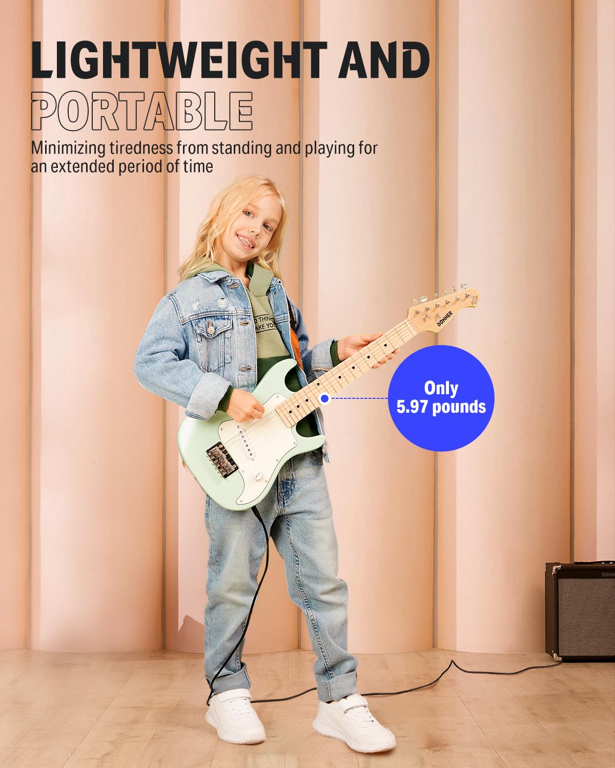 **Donner 30-Inch Junior Electric Guitar Starter Kit – ST Style Mini Guitar for Beginners & Teens with Amp, 600D Gig Bag, Tuner, Picks, Cable, Strap & Extra Strings (DSJ-100) – Perfect for Learning, Practice & Home Performances**