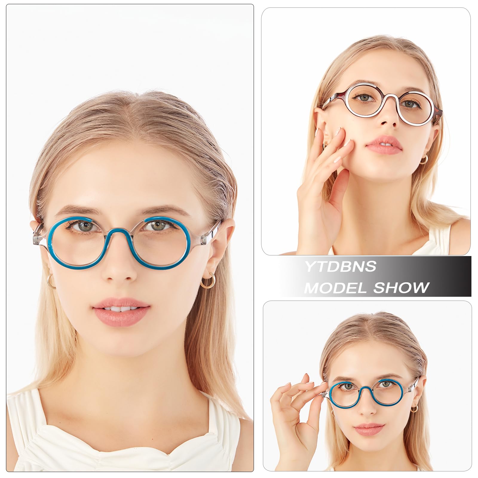 Blue Light Blocking Reading Glasses for Women & Men - 3 Pack Retro Round Computer Glasses with Spring Hinge (0.5 Magnification) - Perfect for Office Work, Screen Time & Book Reading