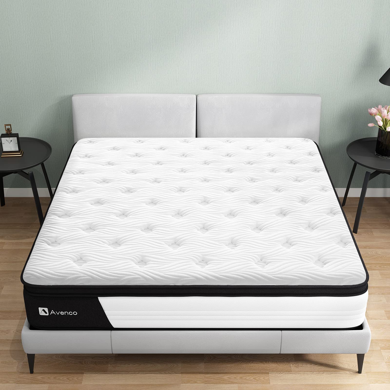 Avenco 10 Inch Hybrid Queen Mattress in a Box - Medium Firm Pocket Spring & Gel Memory Foam, CertiPUR-US Certified with Edge Support - 100 Night Trial | Perfect for Bedrooms, Guest Rooms & Small Spaces