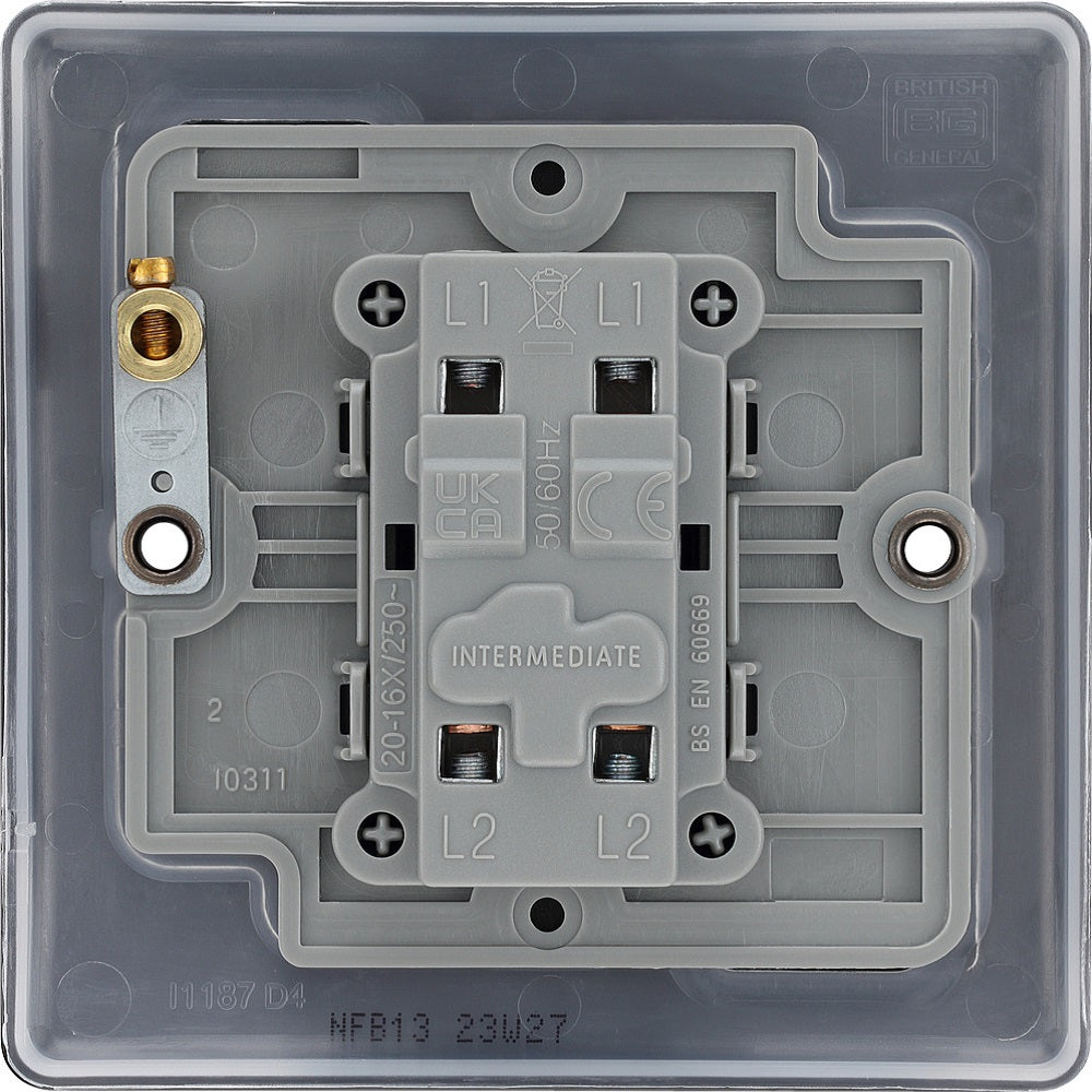 BG Nexus Metal Matt Black Intermediate Light Switch NFB13 - Modern Electrical Switch for Home & Office - Perfect for Living Room, Bedroom, and Commercial Spaces