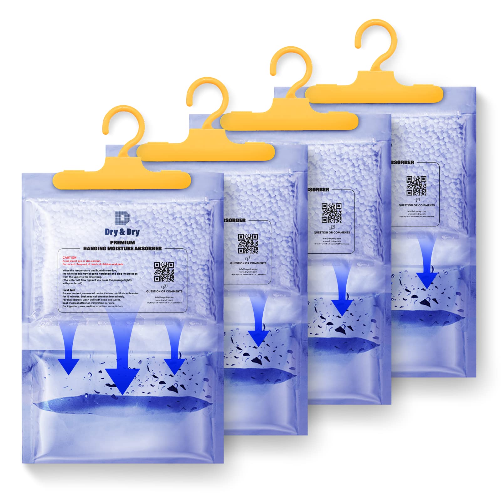 Dry & Dry 4 Pack [7 OZ] Premium Moisture Absorbers & Dehumidifiers for Home, Basement, Bedroom - Small Space Moisture Control for Closets, Bathrooms & Storage Areas