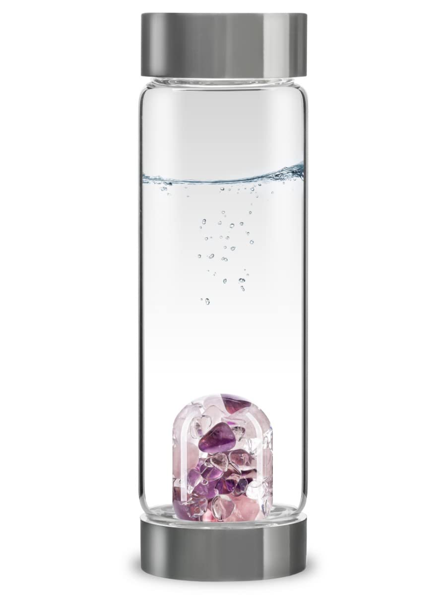 VitaJuwel Women's Wellness Water Bottle - Crystal-Infused Glass Water Bottle for Hydration & Energy Boost - Perfect for Yoga, Meditation & Daily Wellness Routine