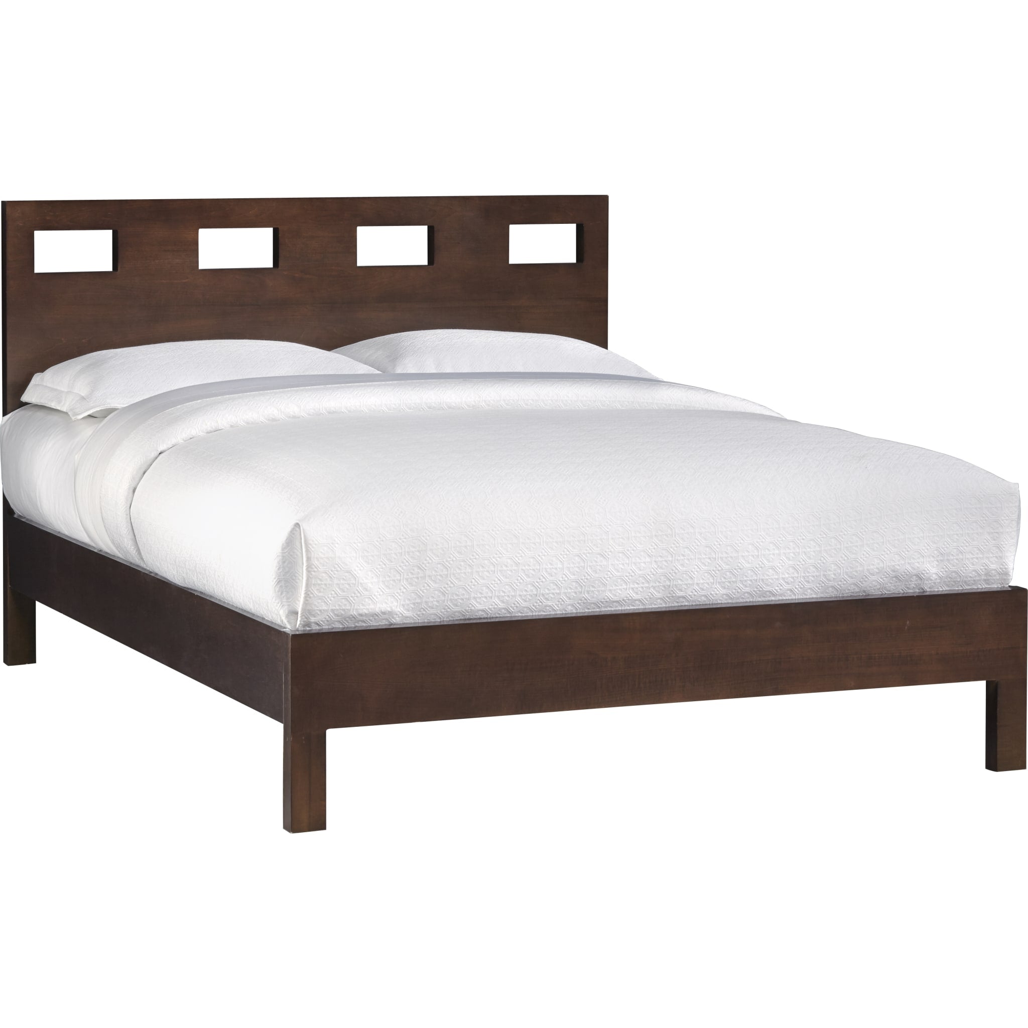 Chocolate Brown Riva Wood Bed Frame - Queen Size Solid Wood Platform Bed with Headboard for Bedroom, Living Room & Guest Room