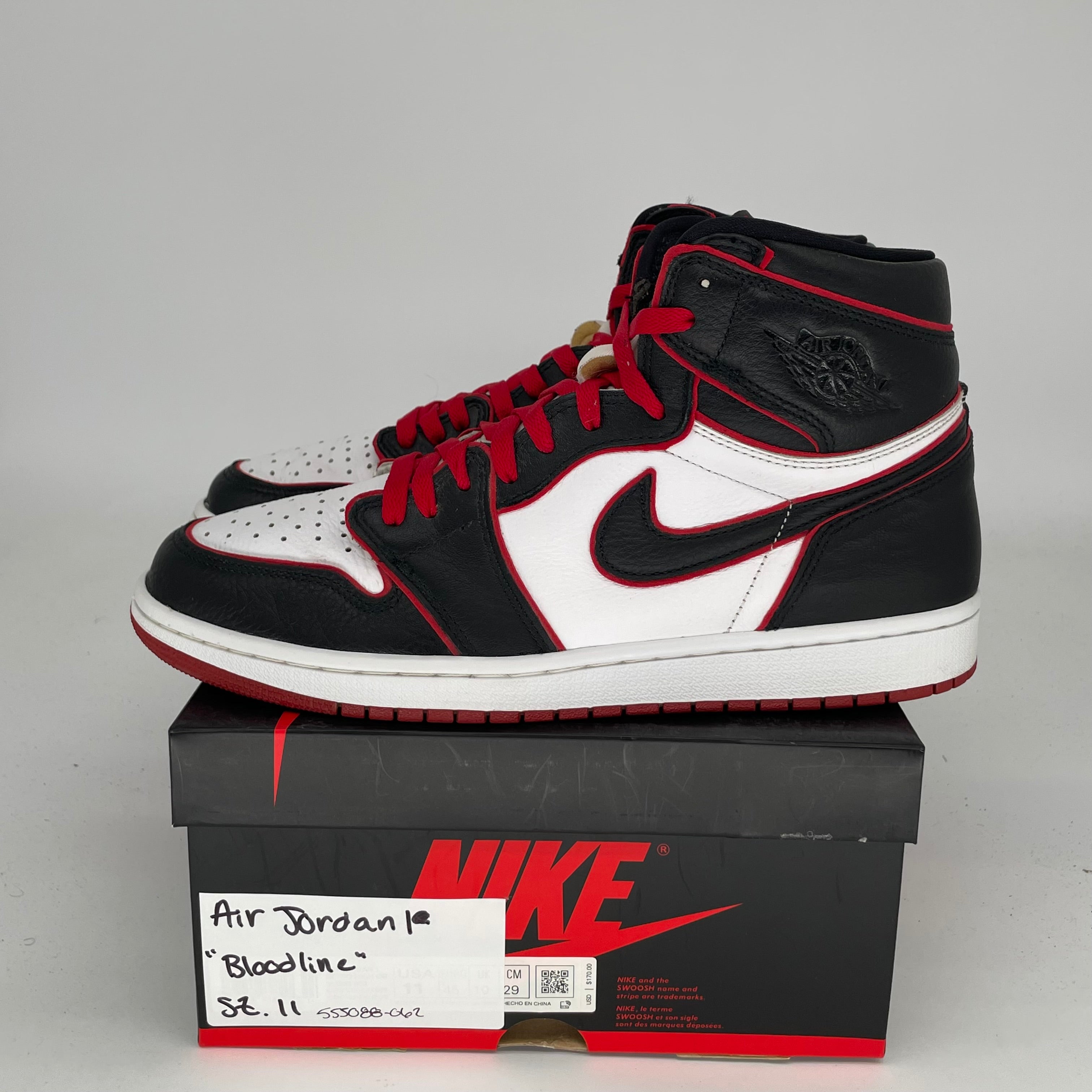 AIR JORDAN 1 BLOODLINE Men's Basketball Shoes Size 11 - Black/Red (555088-062) - Perfect for Streetwear, Sneaker Collecting & Casual Wear