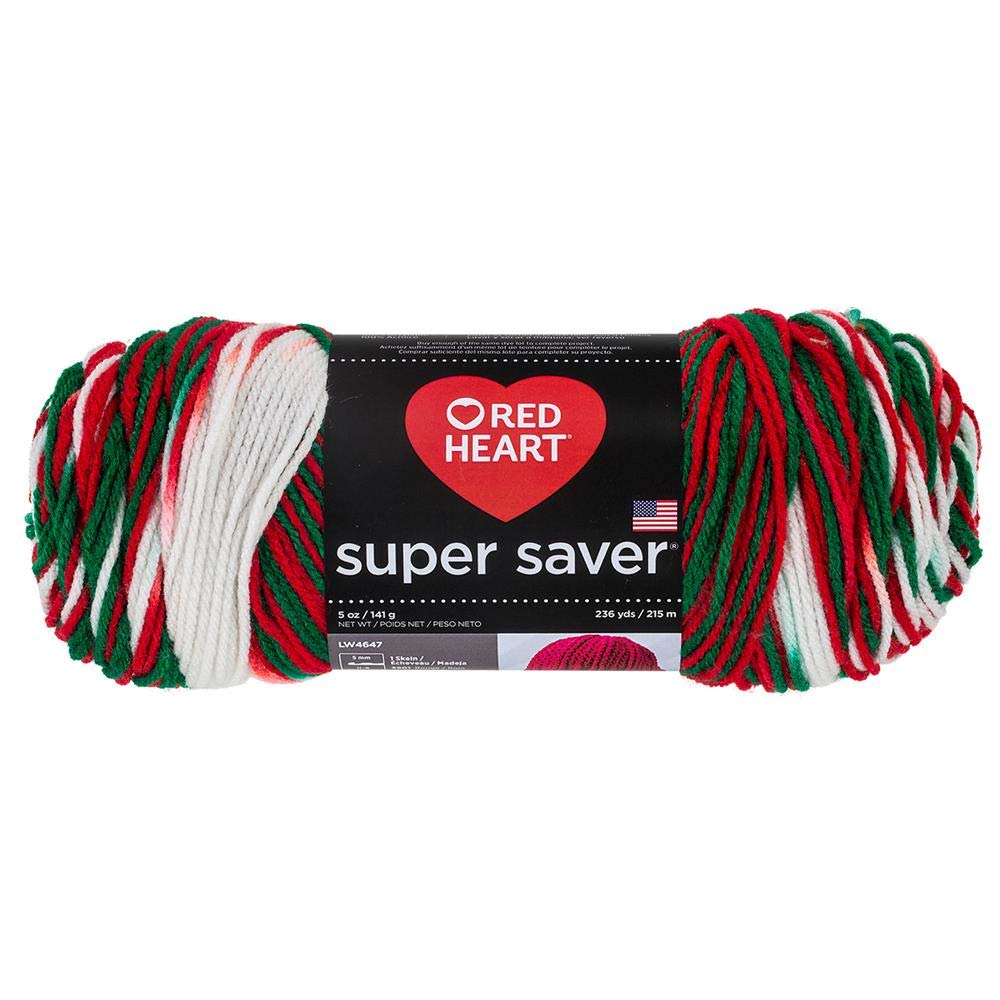 Red Heart Super Saver Yarn 979 Mistletoe - 7oz/198g Acrylic Knitting & Crochet Yarn - Soft, Durable Craft Yarn for Scarves, Hats, Blankets & DIY Projects