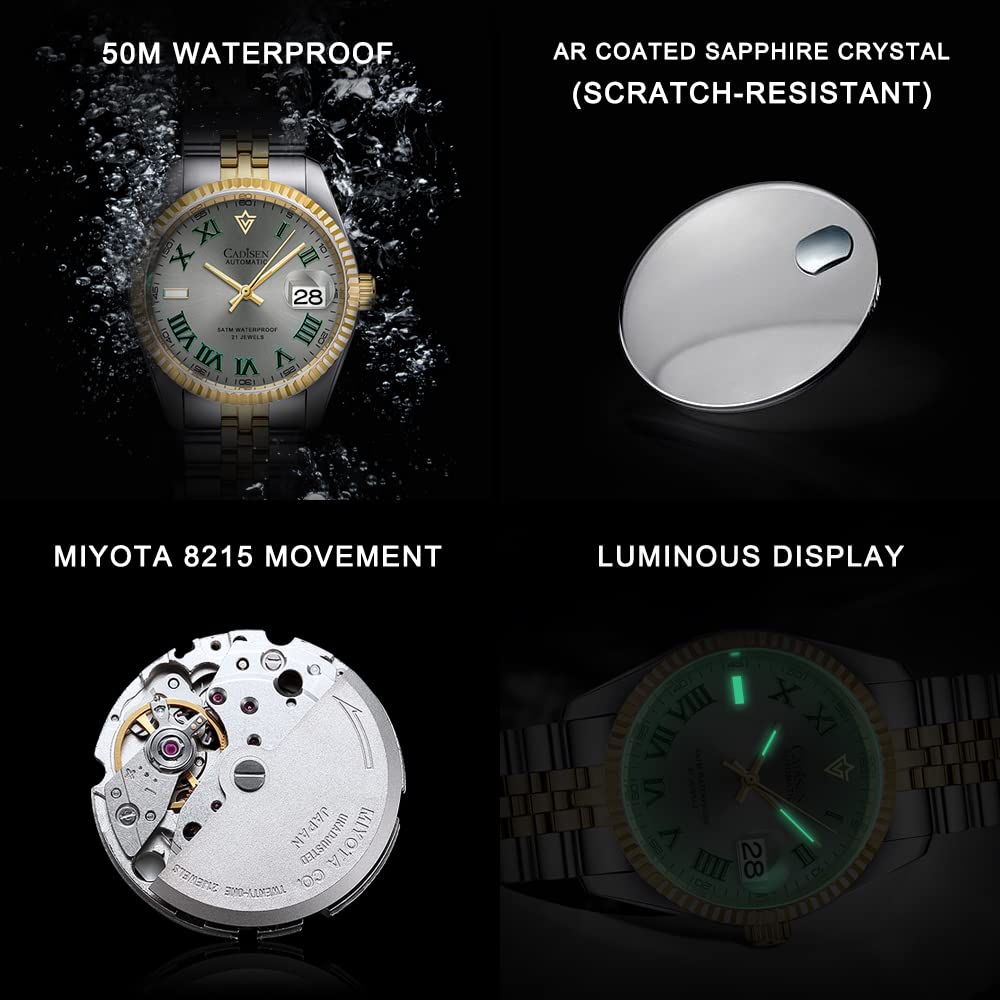 Premium CADISEN Automatic Men's Watch with MIYOTA 8215 Movement | Waterproof Business Chronograph | Perfect for Office Wear, Formal Events & Everyday Luxury