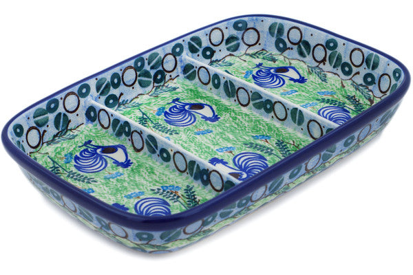 10 Divided Dish Blue Rooster - Premium Ceramic Serving Platter for Appetizers, Snacks & Party Food | Perfect for Entertaining, Holidays & Family Gatherings