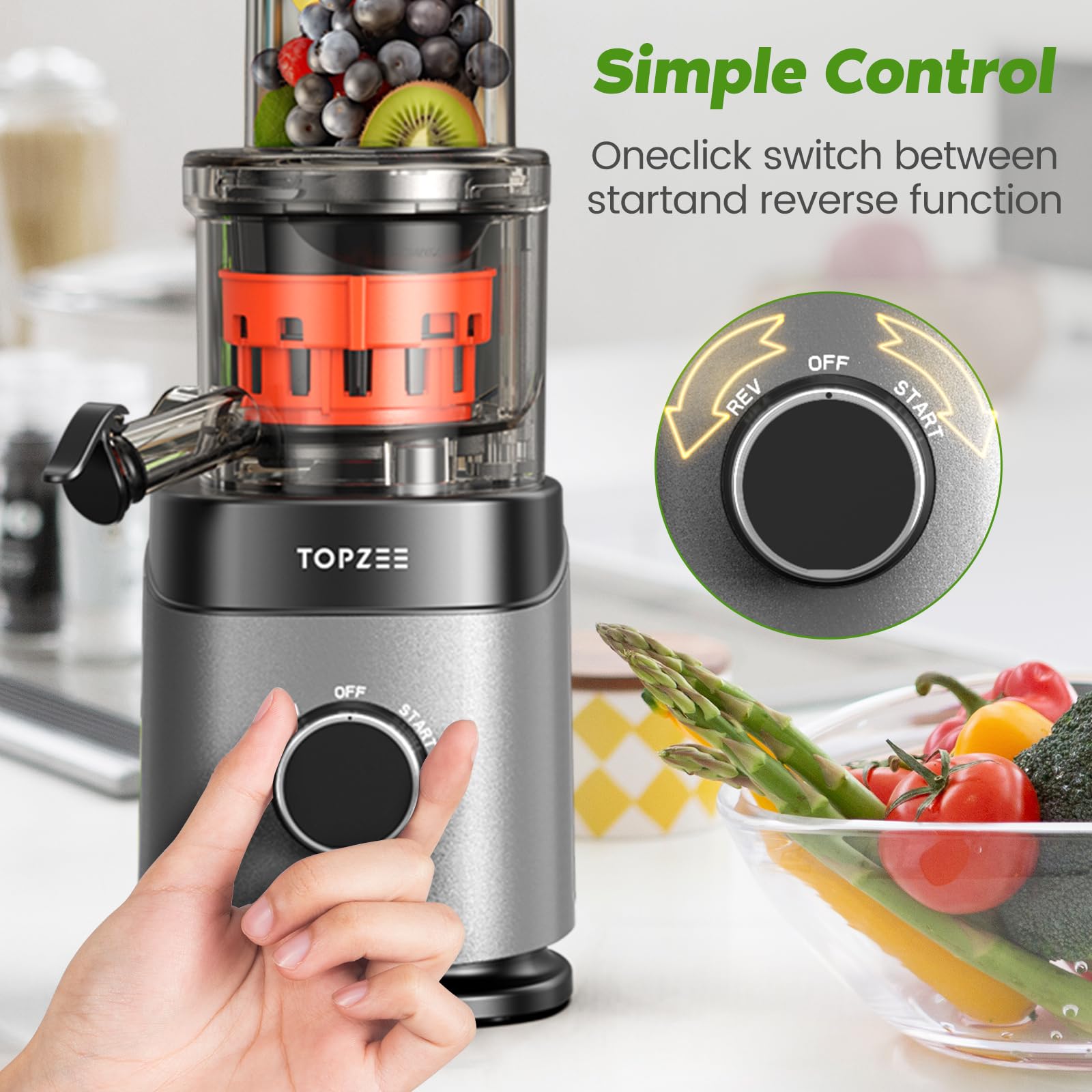 Premium Cold Press Juicer - Slow Masticating Extractor with XL Feed Chute for Whole Fruits & Vegetables | High Juice Yield, BPA-Free, Easy to Clean | Perfect for Healthy Juicing, Detox & Family Nutrition (Black)