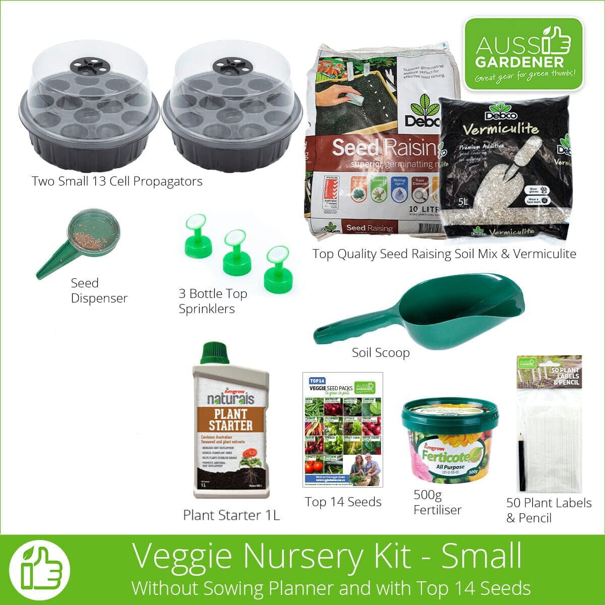 Aussie Gardener Veggie Nursery Kit - Small Indoor Herb Garden Starter Set for Home Gardening | Perfect for Windowsill, Kitchen, or Balcony Planting