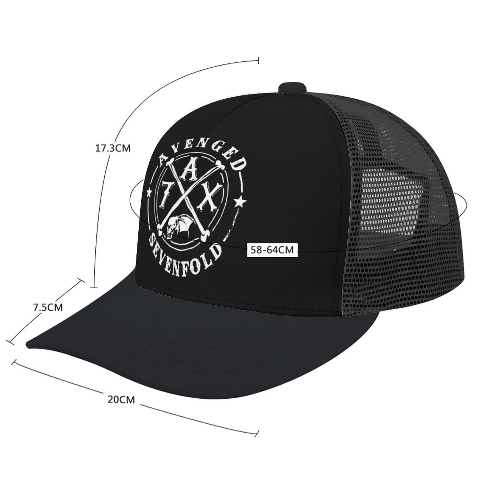 Sattika Baseball Cap - Avenged Sevenfold Trucker Hat, Mesh Back, Dad Hat for Men & Women - Fashion Casual Sport Sun Hat, Unisex Summer Golf Snapback Cap in Black - Perfect for Outdoor Activities, Concerts & Daily Wear