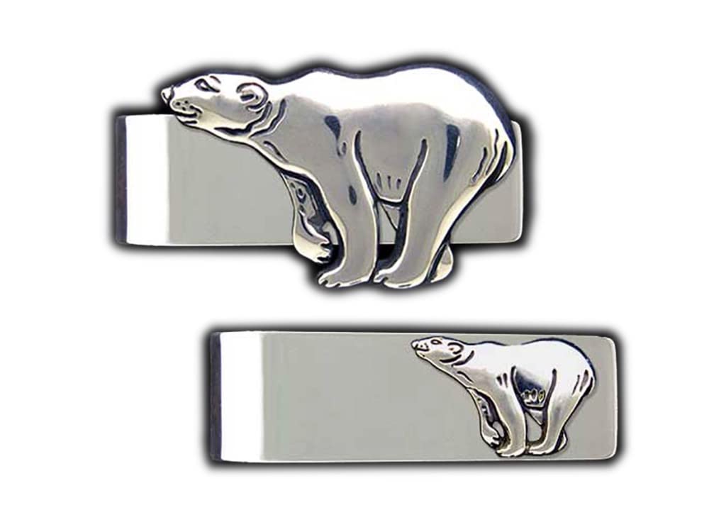 Handcrafted Solid Sterling Silver Polar Bear Money Clip - Unique Carved & Cast Design for Men's Wallets | Perfect Gift for Nature Lovers & Outdoor Enthusiasts
