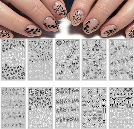 Black and White Flower Stickers - Decorative Vinyl Decals for Laptops, Walls, Journals - Perfect for DIY Crafts, Scrapbooking, and Home Decor