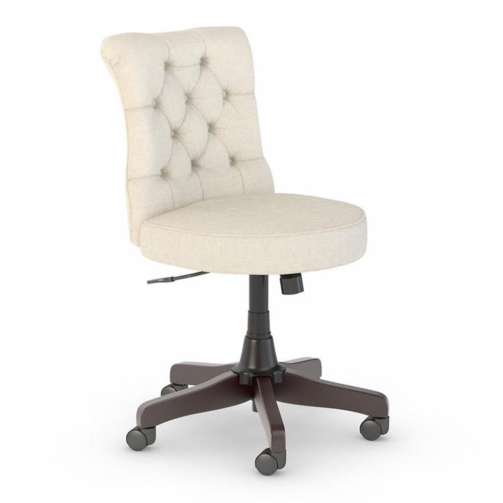 Bush Furniture Saratoga Mid Back Tufted Office Chair - Cream Fabric Ergonomic Desk Chair for Home & Office Workspace, Comfortable Computer Chair for Long Hours Sitting