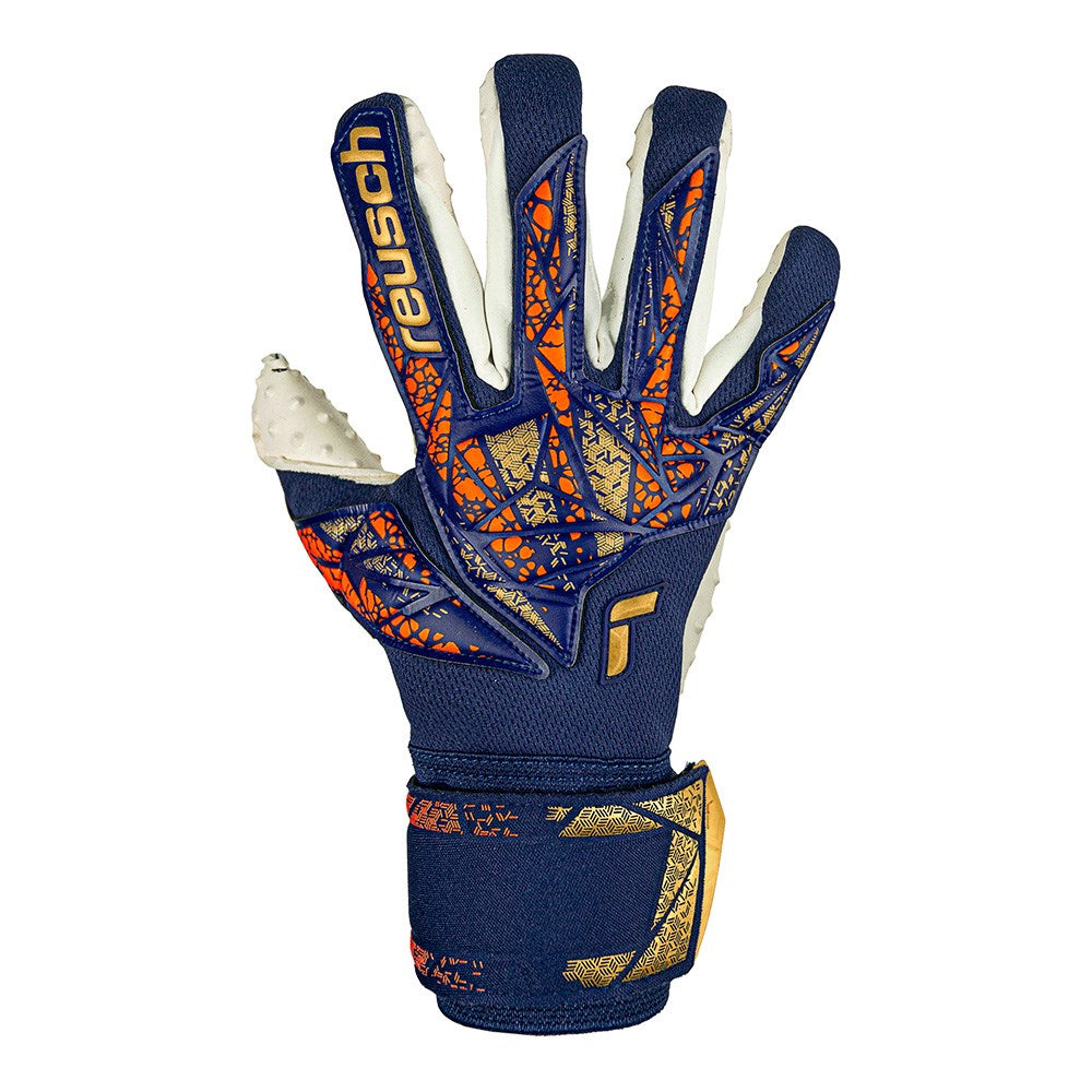 Reusch Attrakt Speedbump GK Goalkeeper Gloves - Blue/Gold - Professional Soccer Goalie Gloves for Training & Matches - Perfect for Youth & Adult Goalkeepers
