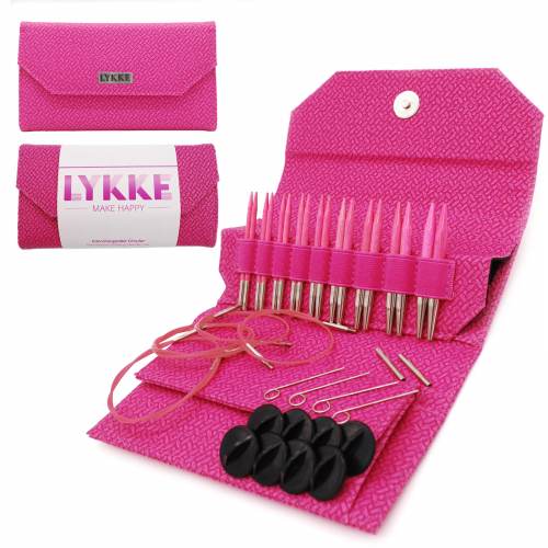 Lykke Blush 3.5 Interchangeable Circular Knitting Needle Set with Case - Perfect for Knitting Socks, Hats, and Sweaters at Home or On-The-Go
