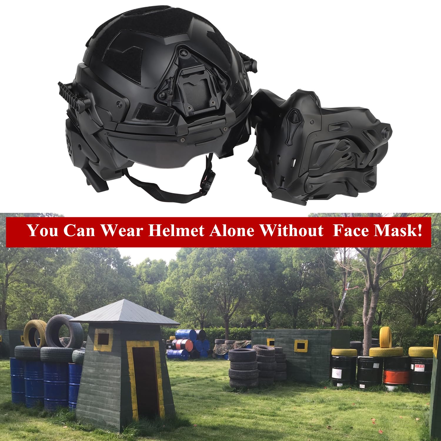 Tactical Airsoft Helmet with Built-in HD Headset & Anti-Fog Fan - Full Face Paintball Mask for Outdoor Airsoft, CS Games & Military Simulation Training