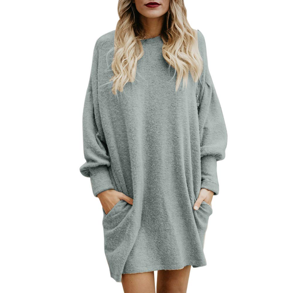Handyulong Women's Oversized Knit Sweatshirt Dress - Casual Loose Long Tunic Pullover Blouse Top for Fall & Winter | Perfect for Layering, Lounging and Streetwear Fashion