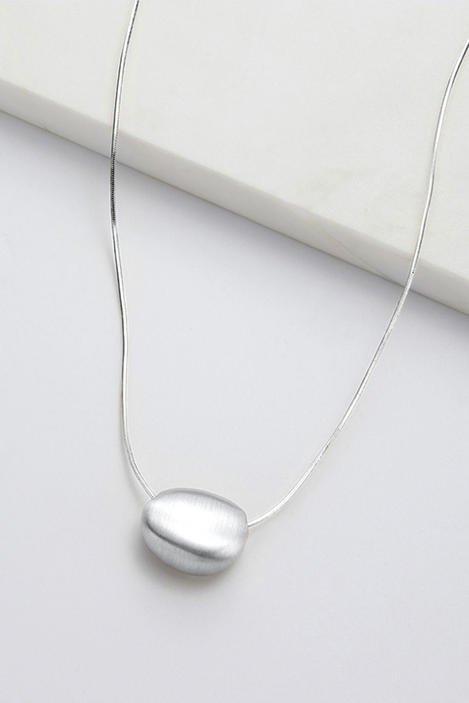Steph Brushed Silver Necklace for Women - Elegant Minimalist Jewelry for Everyday Wear, Gift Giving & Special Occasions