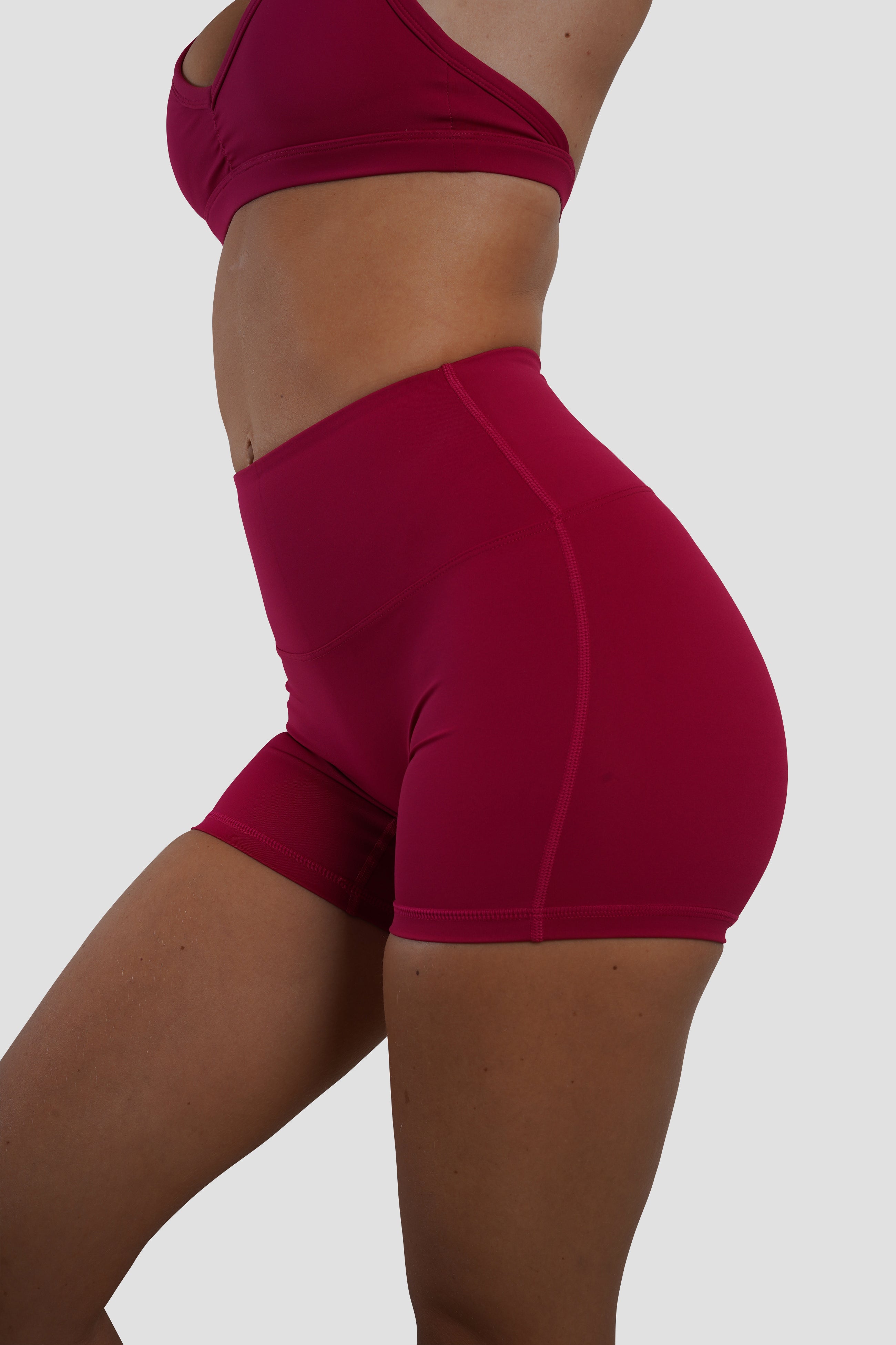 Define Women's High Waisted Cranberry Shorts - Comfortable & Stylish for Yoga, Running, and Summer Outfits