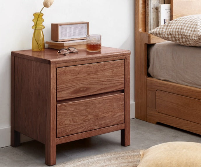 Solid Oak Wood Nightstand with Drawer - Rustic Bedside Table for Bedroom, Living Room & Office - Durable & Stylish Furniture for Home Decor