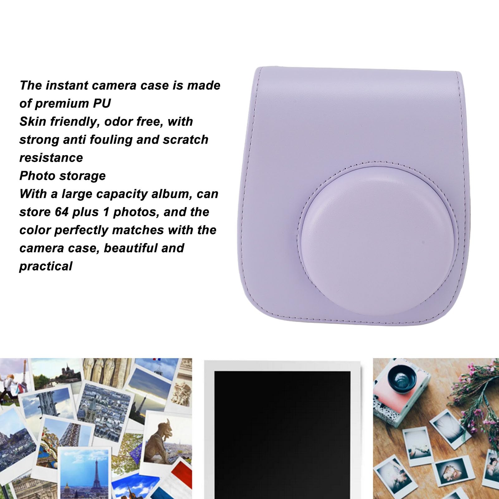 Instax Mini 12 Camera Case Kit with Accessories for Travel & Selfies - Purple