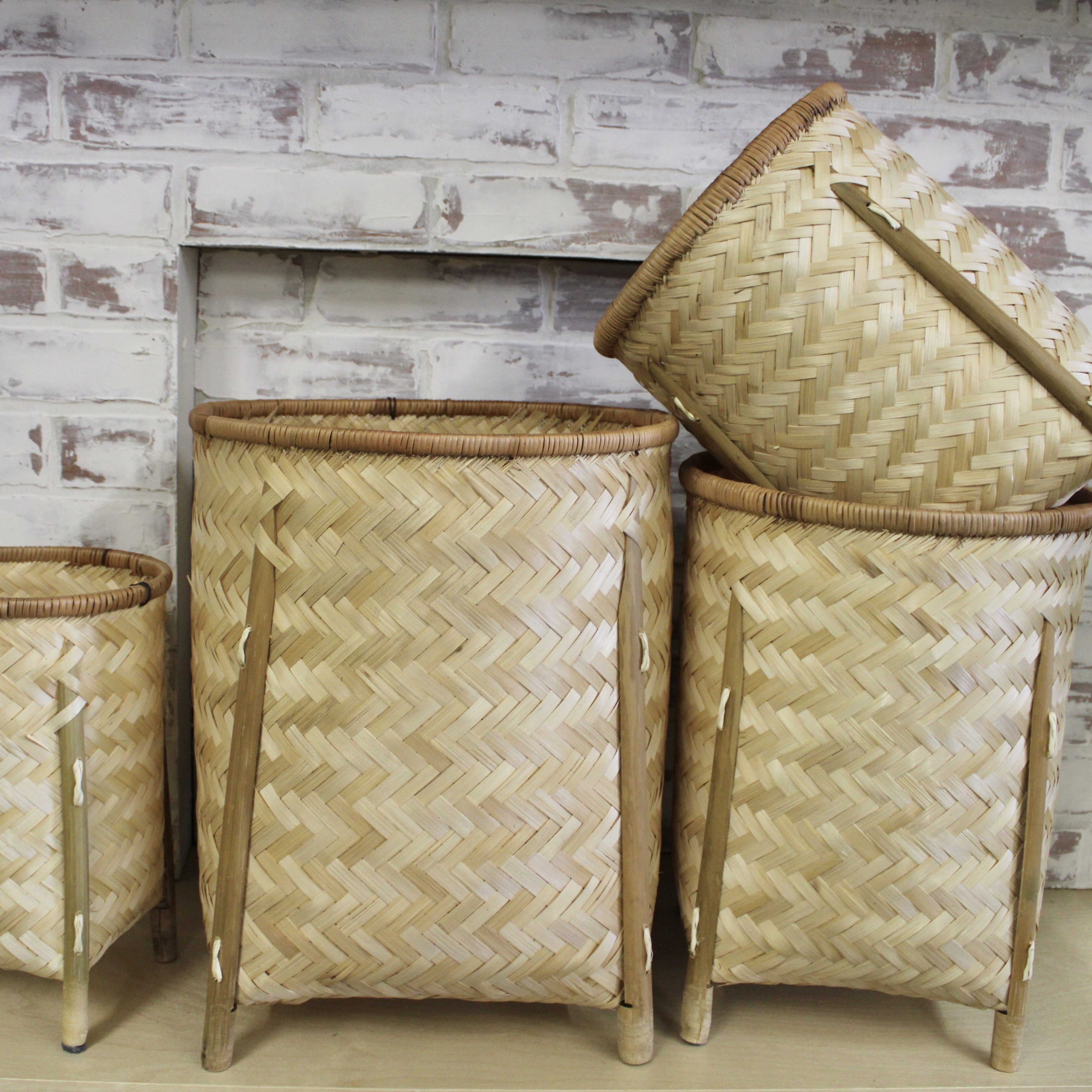 Natural Bamboo Storage Basket - Eco-Friendly Home Organization for Kitchen, Bathroom & Laundry | Perfect for Fruits, Towels & Toys