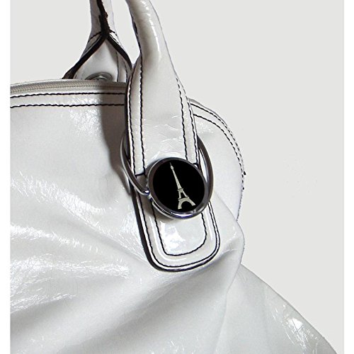 Foldable Purse Hook - Black Eiffel Tower Design, Portable Bag Hanger for Restaurants, Travel & Shopping - Hands-Free Convenience for Women's Purses & Handbags