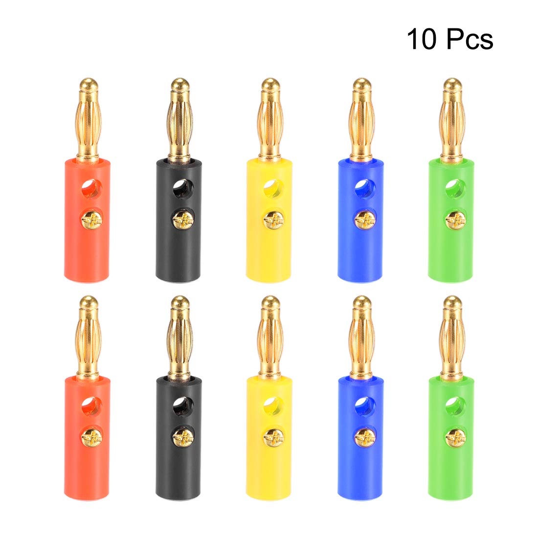 uxcell 4mm Banana Plugs - 10pcs Speaker Wire Cable Screw Connectors (5 Colors) for Home Theater, Stereo Systems & Audio Equipment