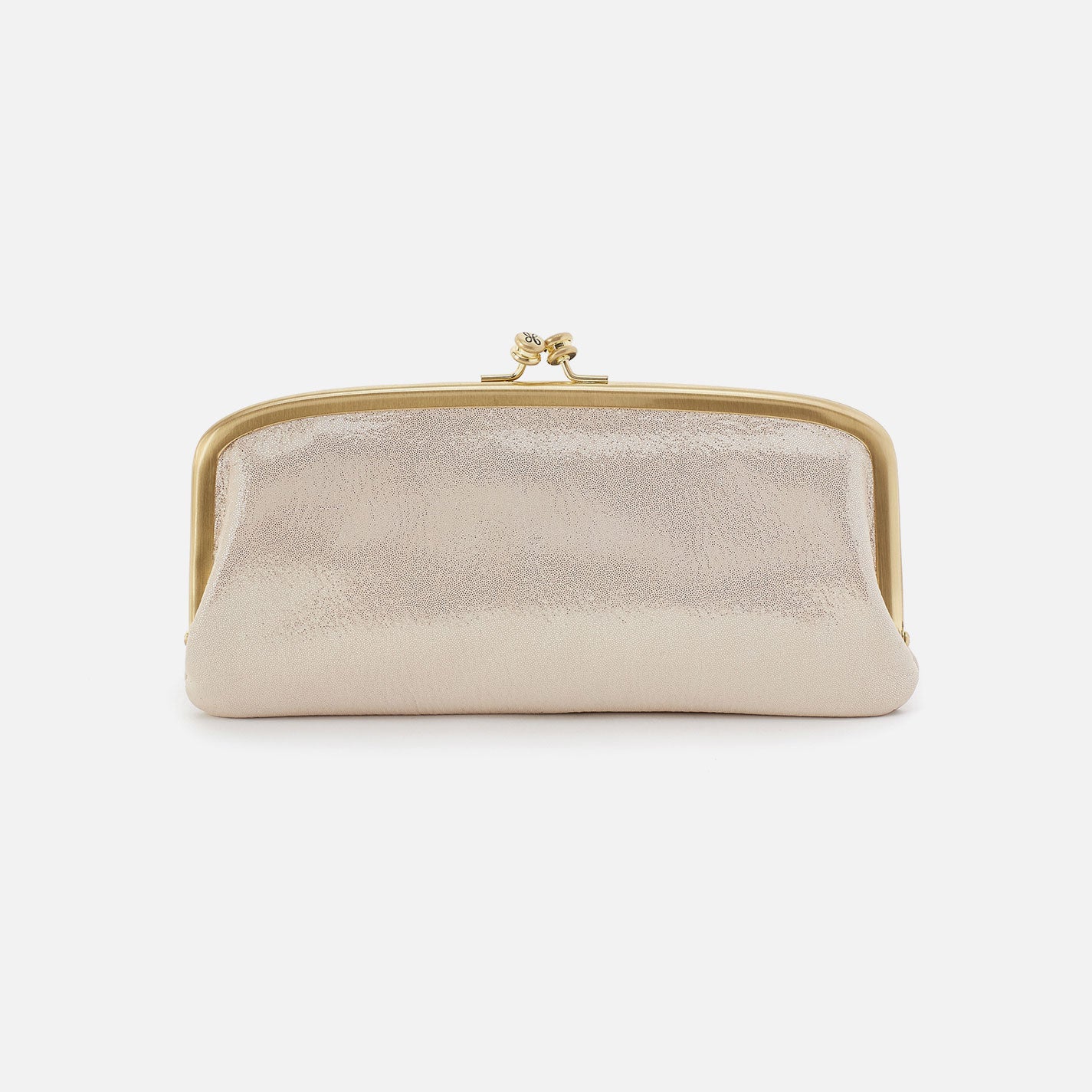 Cora Large Frame Wallet in Metallic Leather Sand Shimmer - Stylish Women's Clutch Purse for Everyday Use, Parties & Travel
