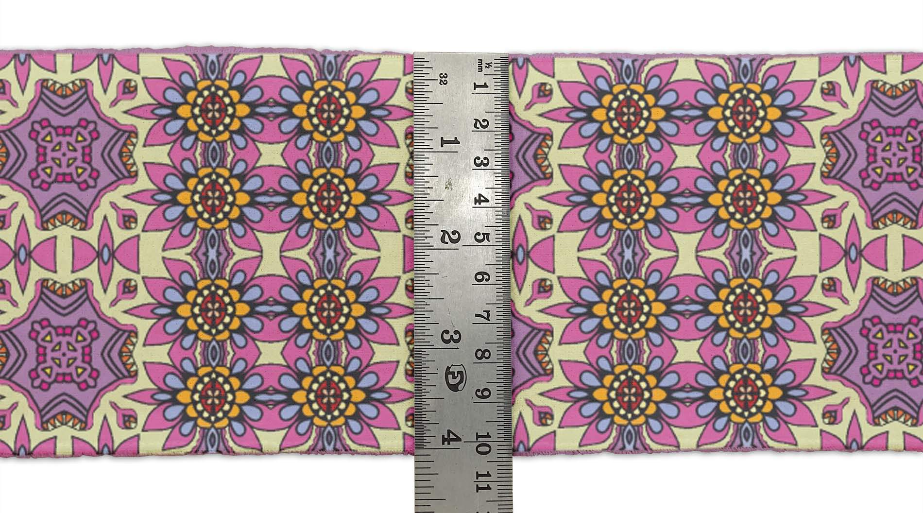 IndianBeautifulArt Beige Floral Moroccan Printed Velvet Ribbon Trim - 9 Yards x 4 Inches Wide for Sewing, Crafts & DIY Projects - Perfect for Home Decor, Gift Wrapping & Costume Accessories