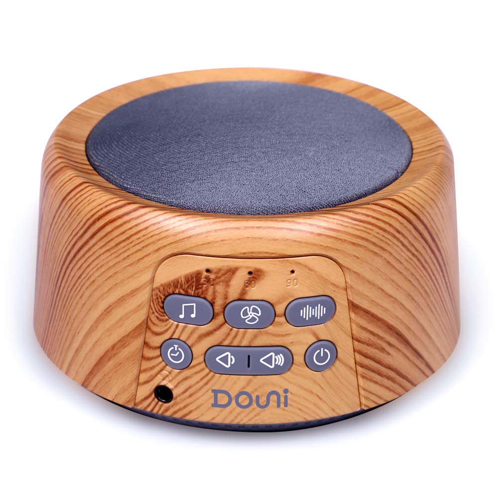 Douni White Noise Machine for Sleep - Portable Sound Machine with 20 Soothing Sounds, Timer & Memory Function for Adults, Babies, Office & Travel | Wood Grain Design for Home, Nursery & Relaxation Therapy