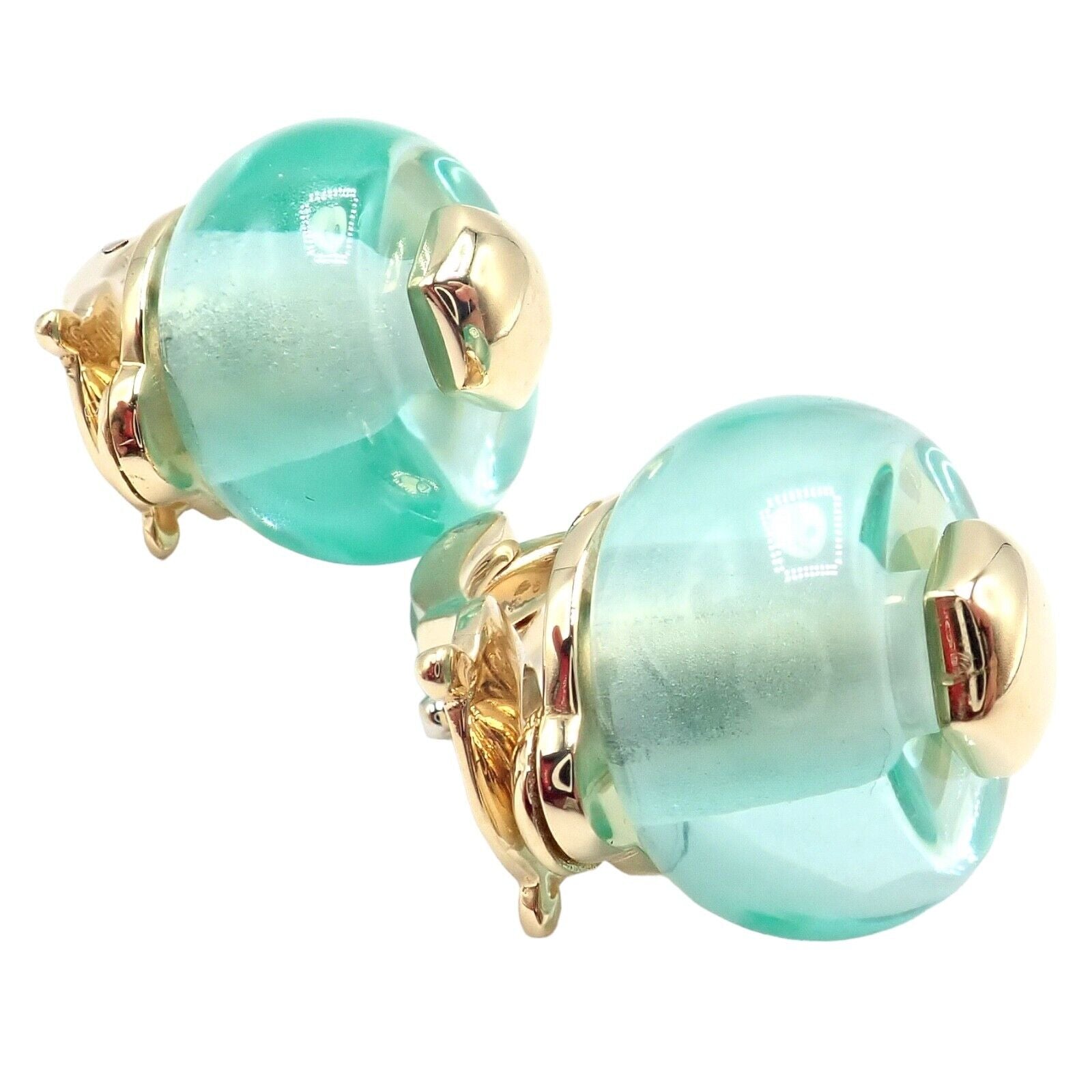 Authentic Vintage Marina B 18k Yellow Gold Pneu Crystal Earrings - Luxury Jewelry for Women, Perfect for Parties, Weddings & Special Occasions