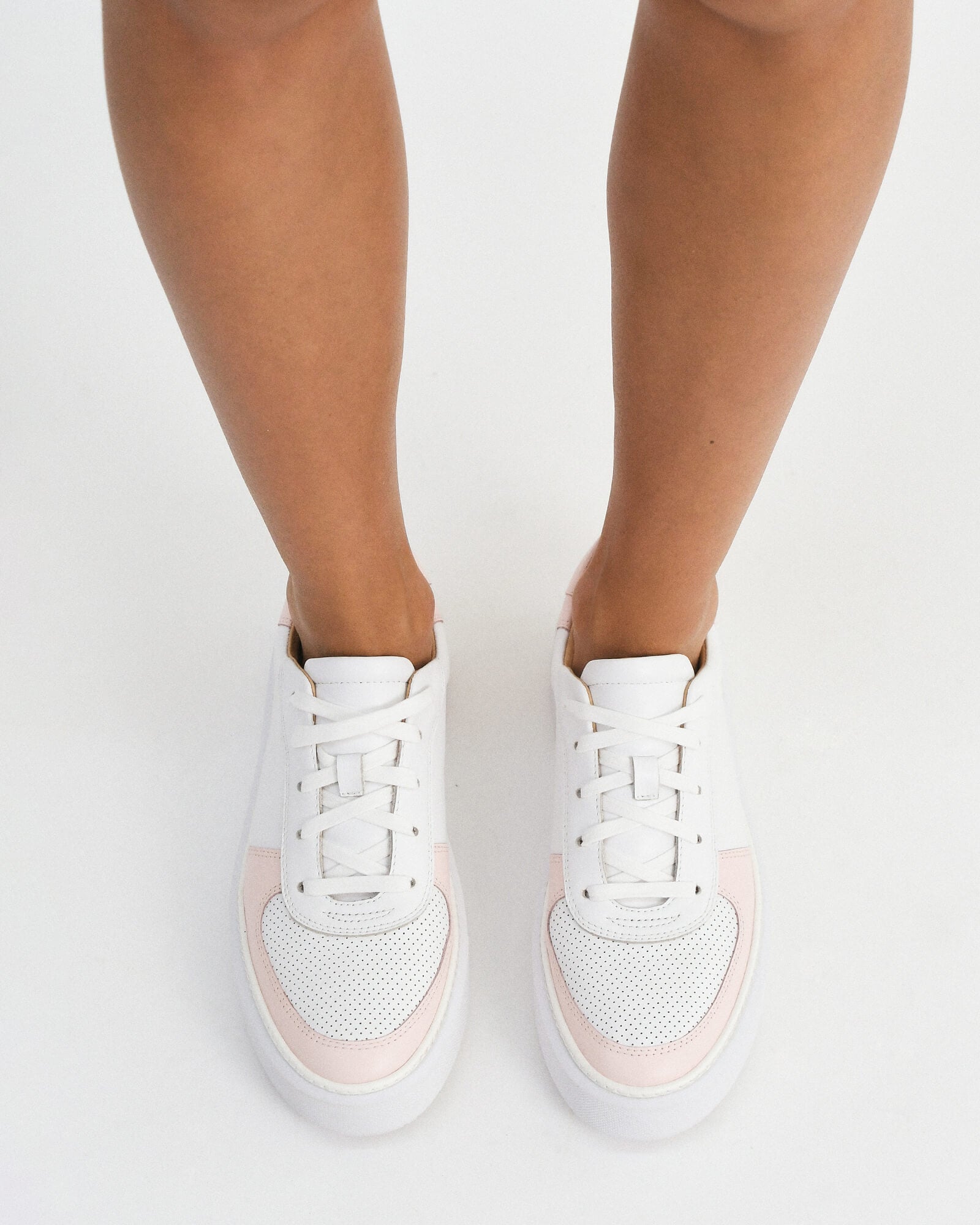 OTTO Women's White Soft Pink Leather Sneakers - Comfortable Casual Shoes for Walking, Running & Everyday Wear