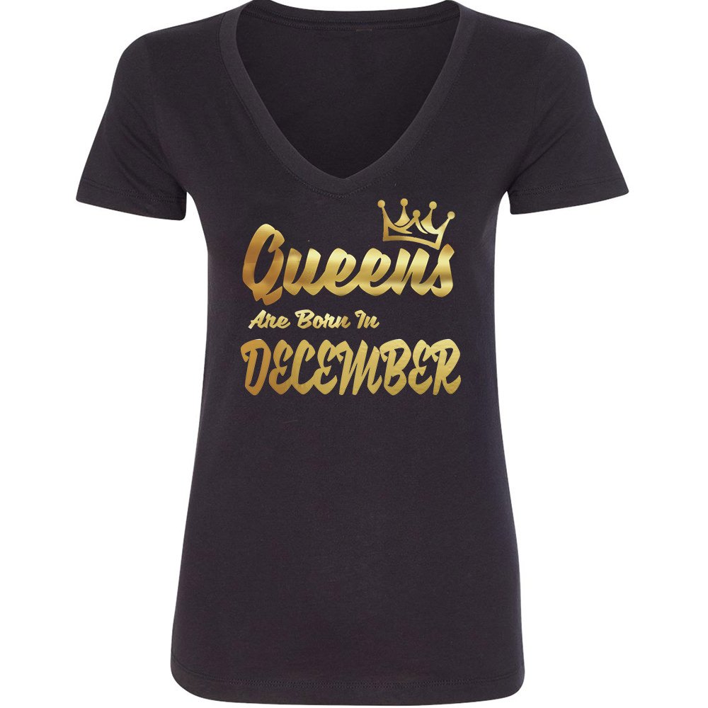 Queens are Born in January-December | Women's Gold Crown T-Shirt | Slim Fit Zodiac Capricorn Top | Birthday Outfit & Women's Empowerment Apparel for Parties, Work & Casual Wear
