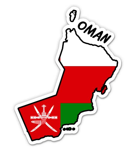 Squiddy Oman Map with Flag Vinyl Sticker Decal - 3 Inch Waterproof Decal for Phone, Laptop, Water Bottle, Notebook - Perfect for Travel Enthusiasts & Country Pride