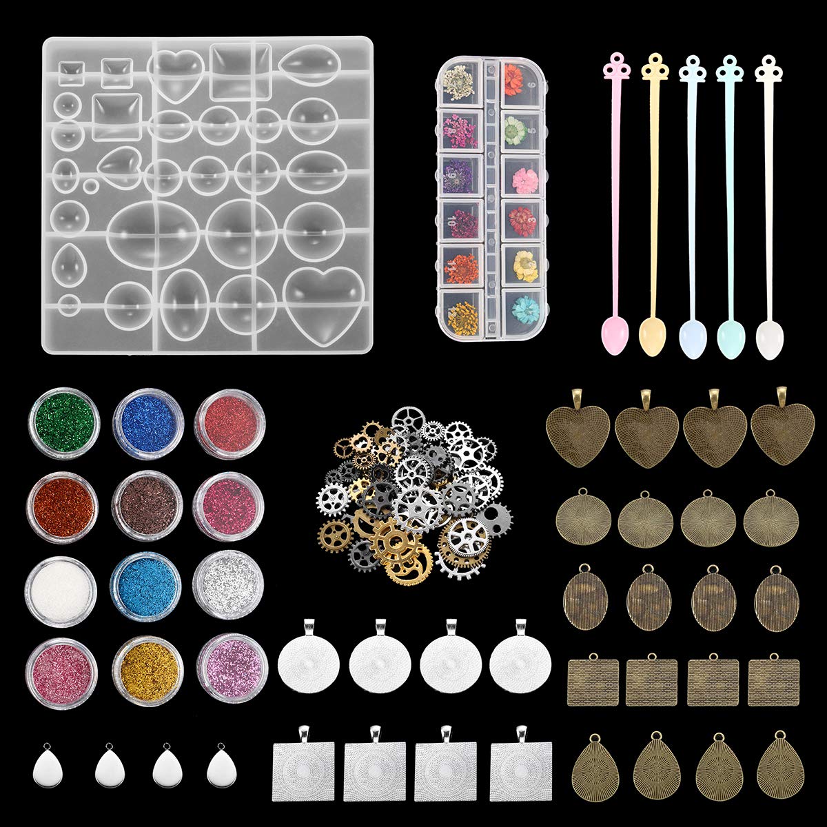 Premium 155PCS Silicone Jewelry Casting Molds Set - Mixed Style UV Epoxy Resin Molds for DIY Jewelry Making, Crafting Accessories & Supplies (Style 6) | Perfect for Handmade Rings, Earrings, Pendants & DIY Gift Projects