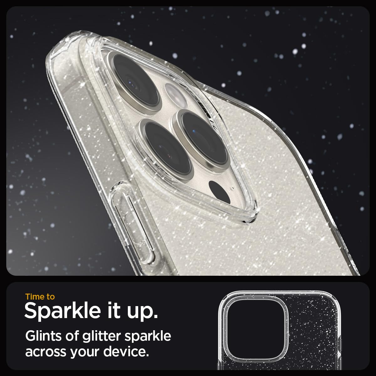 Spigen Liquid Crystal Glitter Case for iPhone 16 Pro - Crystal Quartz | Slim Protective Cover with Sparkle Design | Perfect for Everyday Use, Travel & Special Occasions