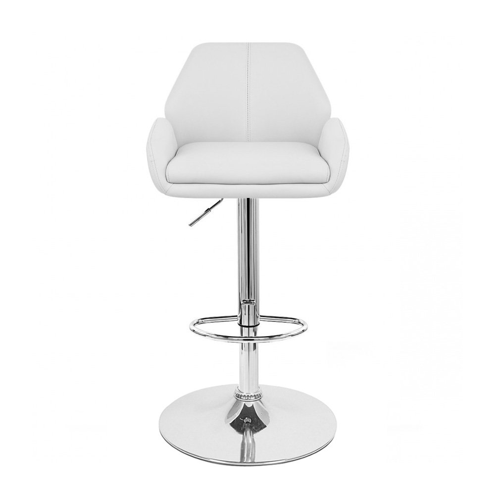 Tesla Leather Modern Adjustable Bar Stool - Vanilla White, Perfect for Kitchen Counter, Home Bar & Office Workspace