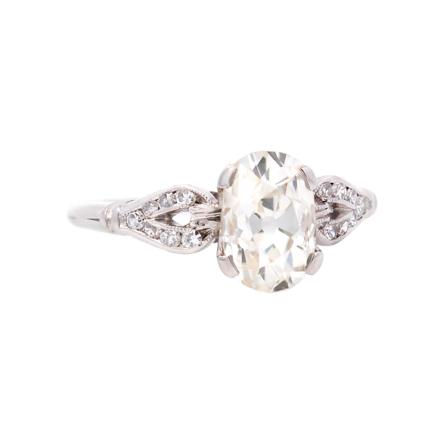 Art Deco Platinum GIA Certified 1.20ct Oval Old Mine Cut Diamond Engagement Ring for Women - Vintage Wedding, Proposal & Anniversary Jewelry Gift
