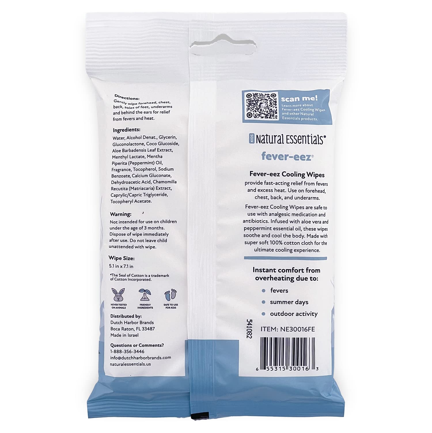 Fever-eez Cooling Baby Wipes for Fever Relief - Soothing Forehead & Body Wipes for Kids & Infants - Instant Cooling for Fevers, High Temperature & Hot Flashes - Perfect for Sick Days, Travel & Emergency Care