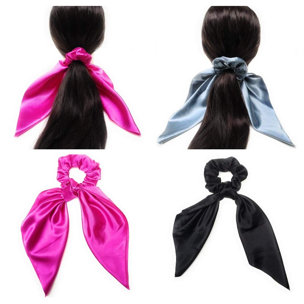 JAGMOOLYA 6PCS Hair Scrunchies Set - Soft Chiffon & Satin Elastic Hair Ties for Women & Girls, Ponytail Holders & Hair Bands (Perfect for Work, Gym, Party & Everyday Use)
