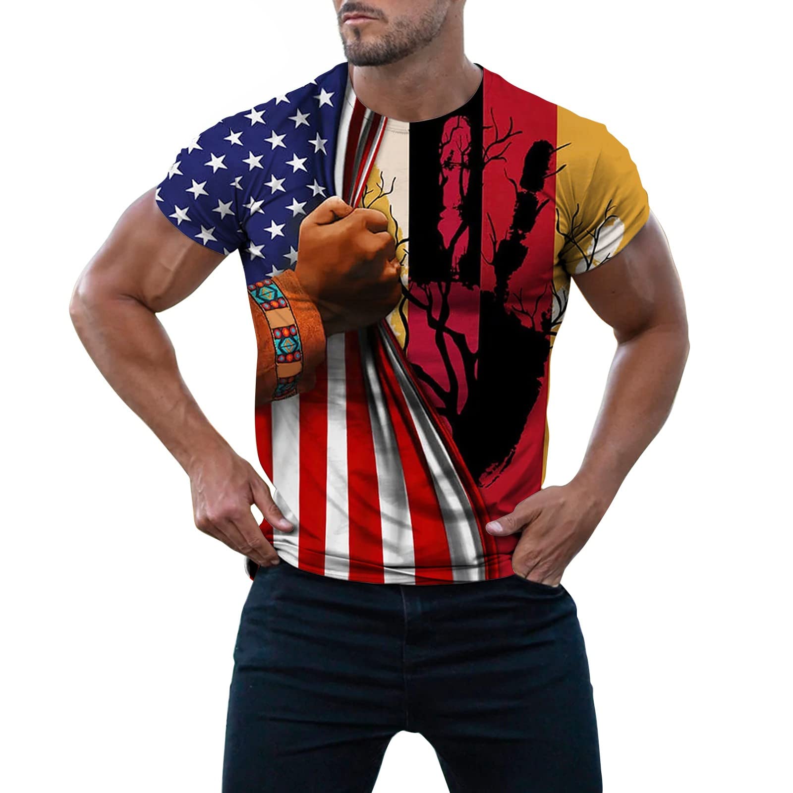 Vintage USA Flag T-Shirt for Men - Patriotic Casual Wear