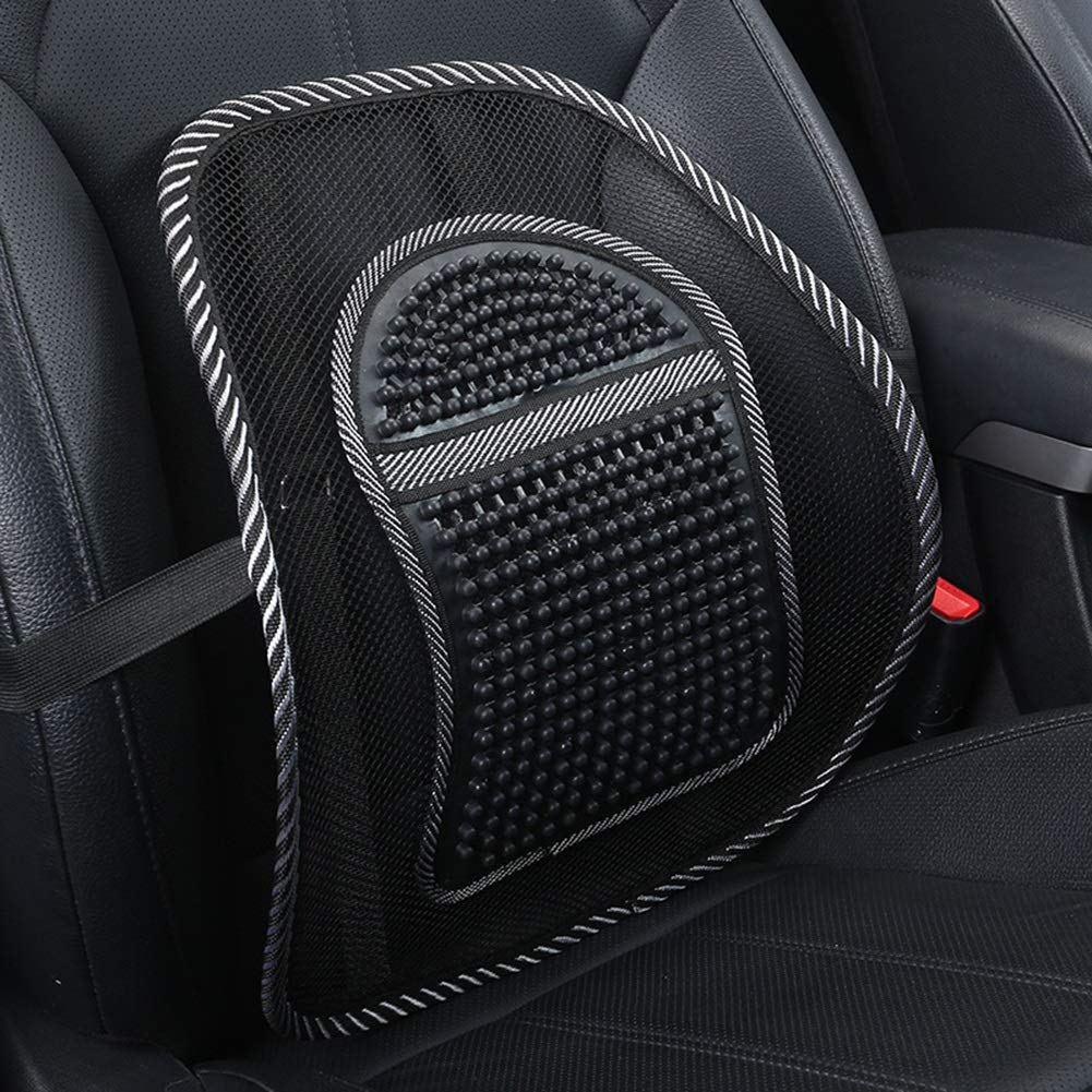 KASILU Car Lumbar Support Cushion - Ergonomic Waist & Back Massage Seat Pad - Easy Install Car Interior Accessories for Pain Relief & Comfort (Black) - Perfect for Long Drives, Road Trips & Office Chairs
